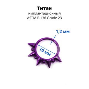 Кольцо сегментное 1,2 мм кликер. Титан, фиолетовое анодирование. HSEG3990