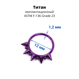 Кольцо сегментное 1,2 мм кликер. Титан, фиолетовое анодирование. HSEG3990