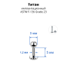 Лабрета 1,2 мм для пирсинга уха и губы. Титан. LBBT16 Лабрета 1,2 мм для пирсинга уха и губы. Титан. LBBT16