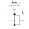 Лабрета 1,2 мм для пирсинга уха и губы. Титан. LBBT16 Лабрета 1,2 мм для пирсинга уха и губы. Титан. LBBT16