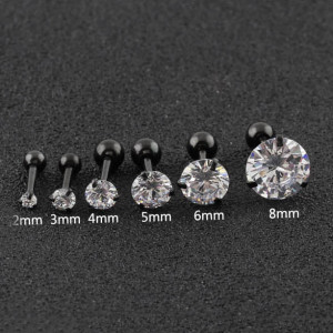 Штанга 1,2 мм. Круглый циркон, чёрное титановое покрытие. ES7568