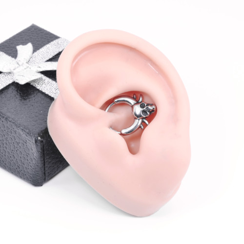 Кольцо сегментное 1,2 мм кликер для пирсинга септума. Череп. HSEG0641