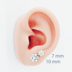 Штанга 1,2 мм. Цветок с опалами и цирконами. BBSO0443