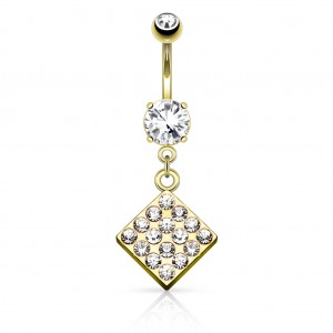 Украшение для пирсинга пупка, покрытие золотом. Ромб. N15484-G