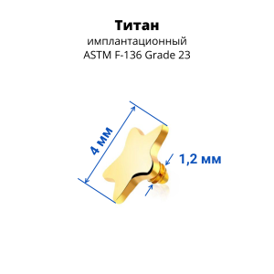 Интернал-накрутка для микродермалов и пирсинга с стержнем 1,6 мм Звезда. IE1002