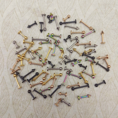 Лабрета 1,2 мм для пирсинга уха и губы. Титан, золотое анодирование. LBBTA16g