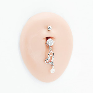 Украшение для пирсинга пупка, покрытие розовым золотом. Сердце. BNRG6114