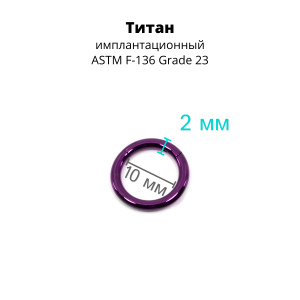 Кольцо сегментное 2,0 мм кликер. Титан, фиолетовое анодирование. HSEG12DV