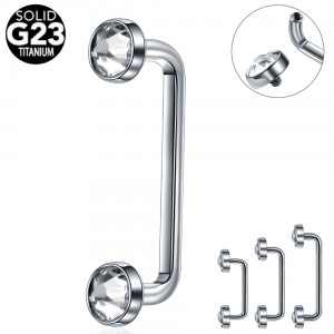 П-штанга 1,6 мм для плоскостного пирсинга с кристаллами. Титан. IBSF14TС