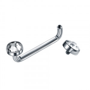 П-штанга 1,6 мм для плоскостного пирсинга с кристаллами. Титан. IBSF14TС