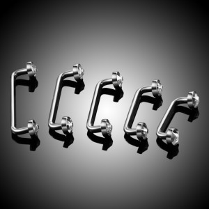 П-штанга 1,6 мм для плоскостного пирсинга с кристаллами. Титан. IBSF14TС