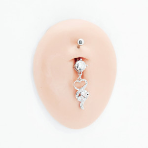 Украшение для пирсинга пупка, покрытие розовым золотом. Сердце. BNRG6115