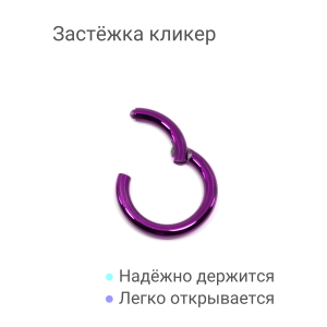 Кольцо сегментное 2,5 мм кликер. Титан, фиолетовое анодирование. HSEG10DV