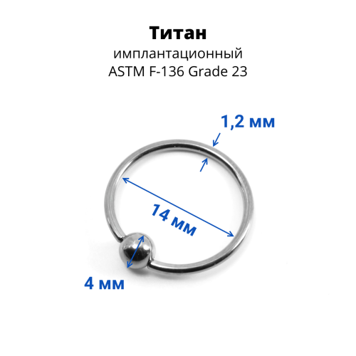 Кольцо 1,2 мм. Титан. BCRTi16
