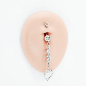 Украшение для пирсинга пупка, покрытие розовым золотом. Сердце. BNRG6118