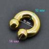 Интернал-циркуляр 10 мм для пирсинга Принц Альберт, золотое титановое покрытие. ICBRG00