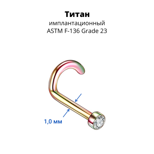 Нострила улитка с кристаллом. Титан, анодирование. NSCTA