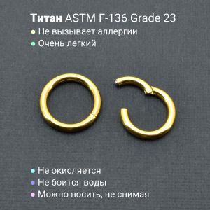 Кольцо сегментное 2,5 мм кликер. Титан. HSEGT10G