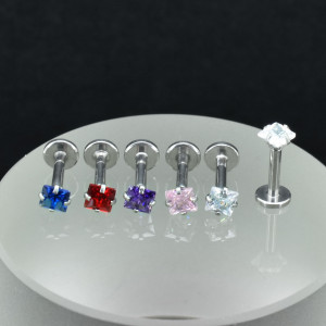 Интернал-лабрета 1,2 мм. Вставка - циркон Квадрат. IL0653