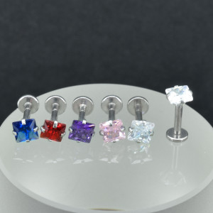 Интернал-лабрета 1,2 мм. Вставка - циркон Квадрат. IL0653